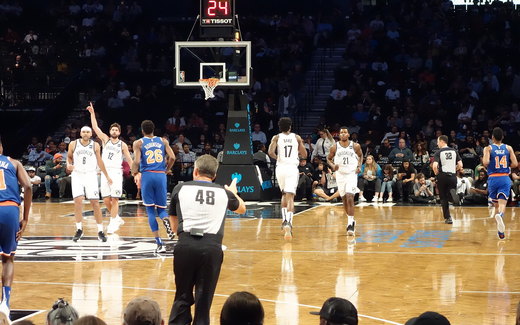 Brooklyn Nets players during a game against the New York Knicks